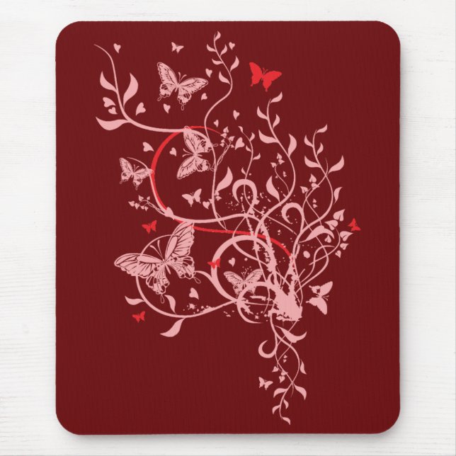 Blume und Schmetterlinge Mousepad (Vorne)
