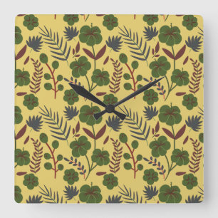Blume und Schmetterlinge, nahtlos Quadratische Wanduhr