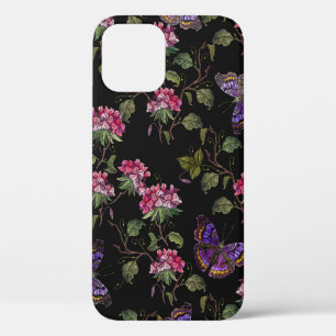 Blume und Schmetterlinge nahtlos Stickereien Case-Mate iPhone Hülle