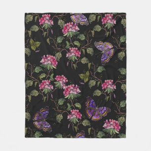 Blume und Schmetterlinge nahtlos Stickereien Fleecedecke