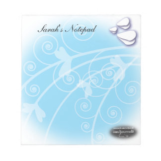 Blume und Schmetterlinge Notepad Blau Notizblock