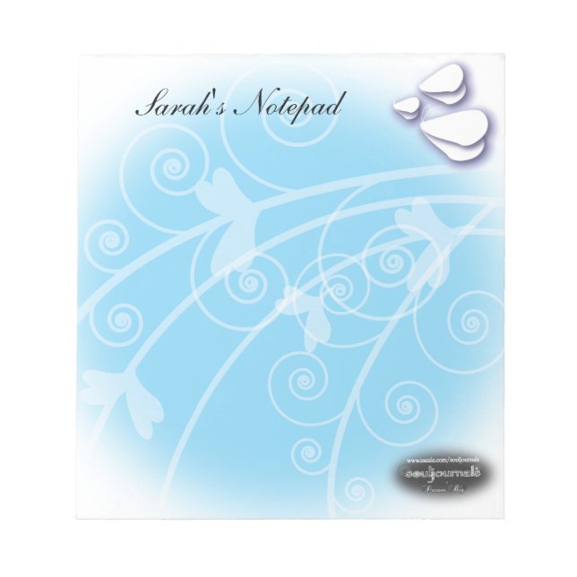 Blume und Schmetterlinge Notepad Blau Notizblock (Vorderseite)