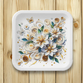 Blume und Schmetterlinge Pappteller