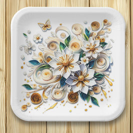 Blume und Schmetterlinge Pappteller