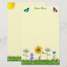 Blume und Schmetterlinge Personalisiert 5,5" x 8,5