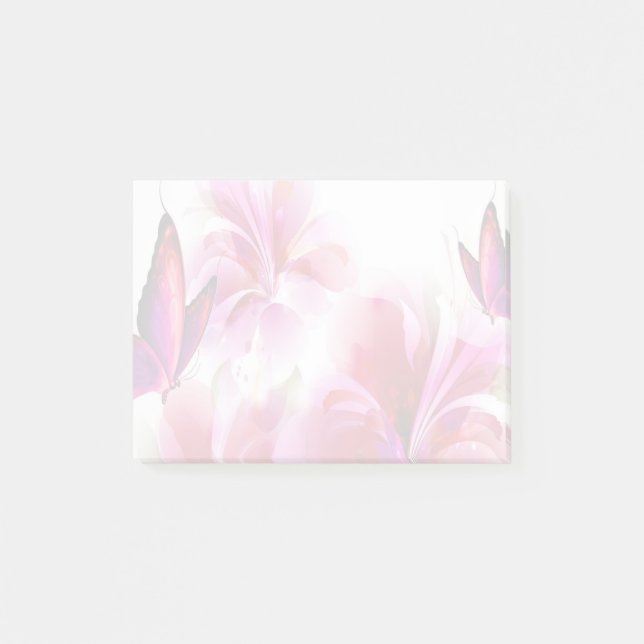 Blume und Schmetterlinge Post-it Klebezettel (Vorderseite)