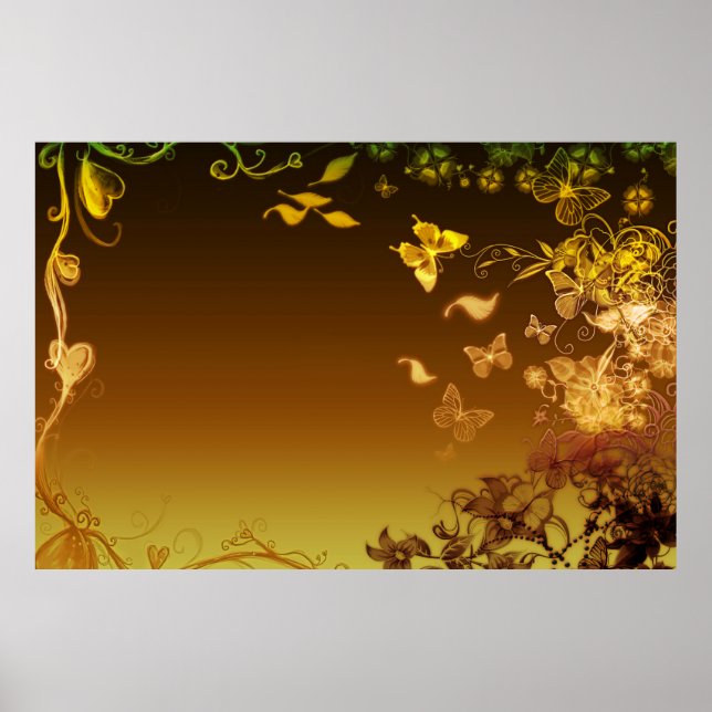 Blume und Schmetterlinge Poster (Vorne)