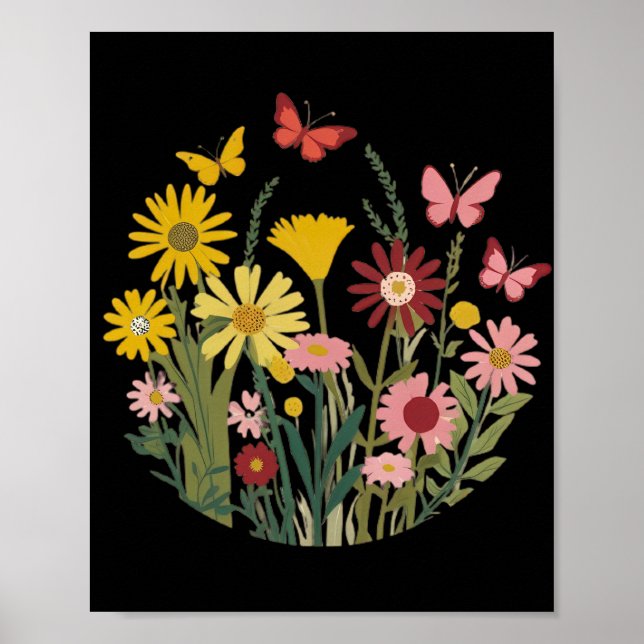 Blume und Schmetterlinge Poster (Vorne)