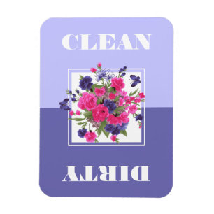 Blume und Schmetterlinge Sauber oder Geschirrspüle Magnet