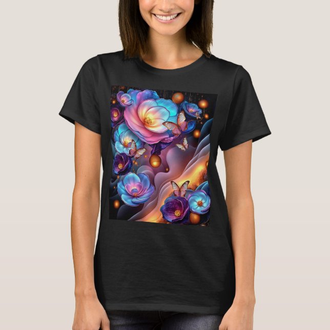 Blume und Schmetterlinge T-Shirt (Vorderseite)