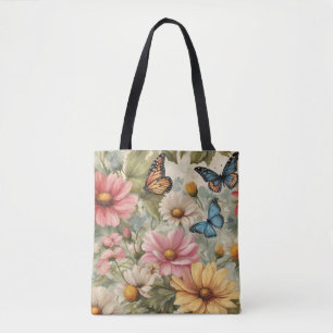 Blume und Schmetterlingsarbeiten Tasche