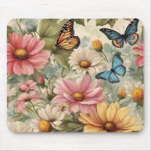 Blume und Schmetterlingskunst Mousepad