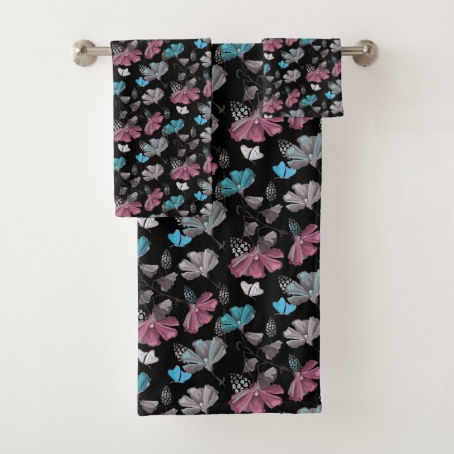 Blume- und Schmetterlingsmuster Badhandtuch Set (Insitu)