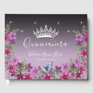 Blume und Schmetterlingsprinzessin Quinceanera Lil Gästebuch