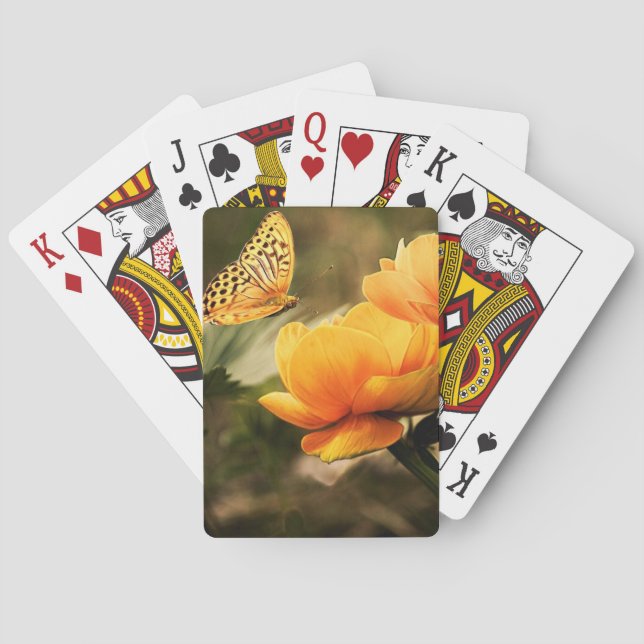 Blume und Schmetterlingsspielkarten Spielkarten (Rückseite)