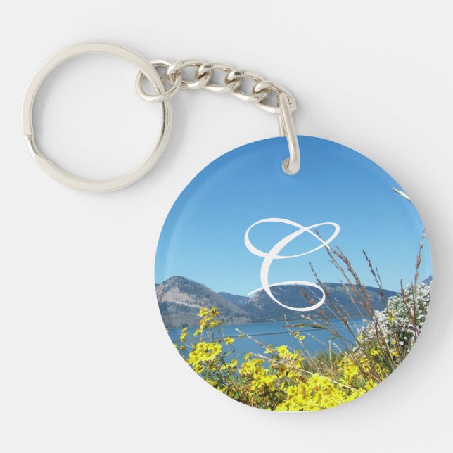 Blume und Seemonogramm Schlüsselanhänger (Vorderseite)