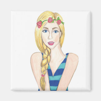 Blume und Streifen - 2 Zoll, Square Magnet