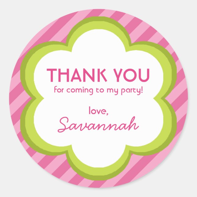 Blume und Streifen Danke, Aufkleber (Vorderseite)