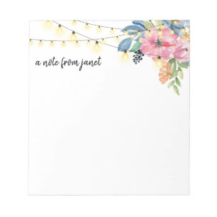 Blume und String Lights Personalisiert Notizblock