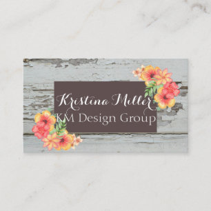 Blume und Tafeln   Rustikal   Visitenkarte