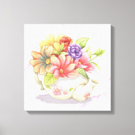 Blume und Teekanne Leinwanddruck