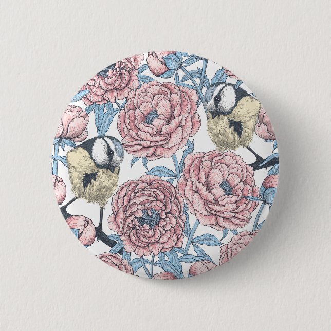 Blume und Vögel Button (Vorderseite)