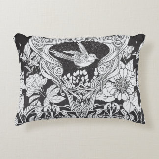 Blume und Vogel im Jugendstil nahtlos pflücken Dekokissen