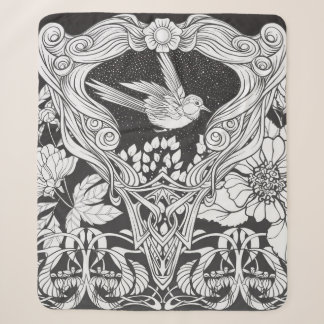 Blume und Vogel im Jugendstil nahtlos pflücken Sherpadecke