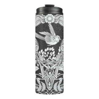 Blume und Vogel im Jugendstil nahtlos pflücken Thermosbecher