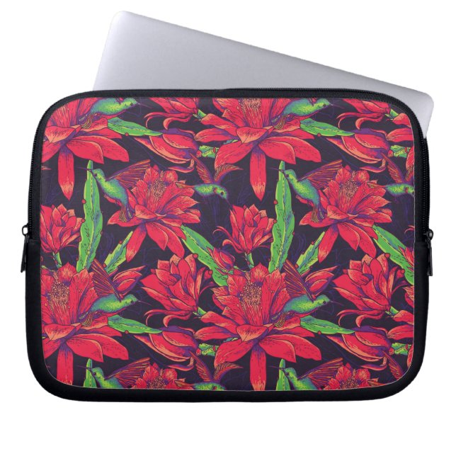 Blume und Vögel Laptopschutzhülle (Vorderseite)