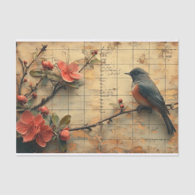 Blume und Vögel Seidenpapier (Vorderseite)