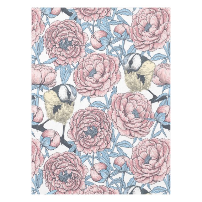 Blume und Vögel Tischdecke (Vorderseite)