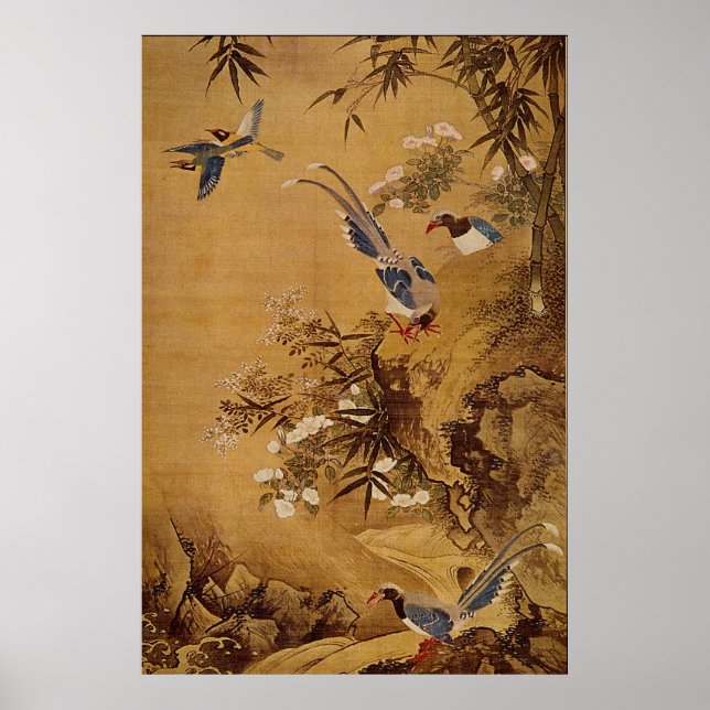Blume und Vogel von Hsiao Yung Poster (Vorne)