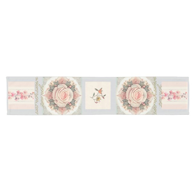 Blume- und Vogelrunde Kurzer Tischläufer (Horizontal)