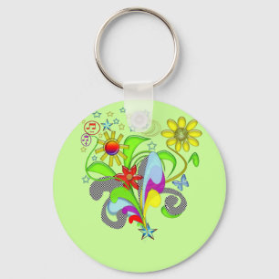 Blume und Wirbel T - Shirt und Geschenke Schlüsselanhänger