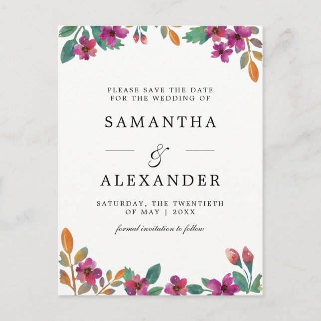 Blume und zeitgemäße Typografie Ankündigungspostkarte (Vorderseite)