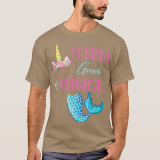 Blume Unicorn Meerjungfrau Viertklässler Magische T-Shirt