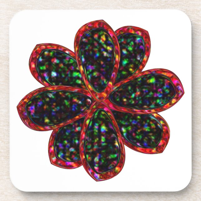 Blume-Untersetzer mit schwarzem Glitzer Untersetzer (Vorderseite)