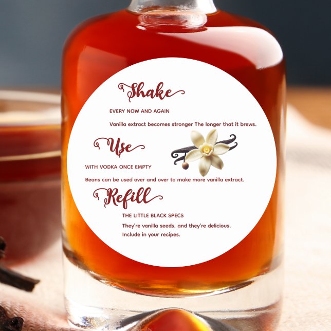 Blume Vanilla Extract Instructions Label Runder Aufkleber (Von Creator hochgeladen)
