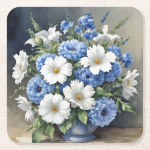 Blume Vase Elegantes Wasser Rechteckiger Pappuntersetzer