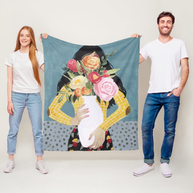 Blume Vase Girl Fleecedecke (Beispiel)