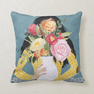 Blume Vase Girl Kissen