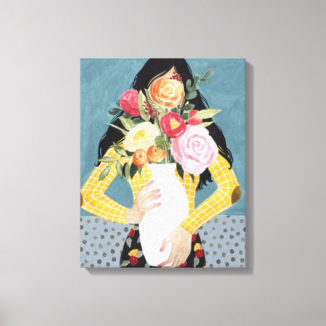 Blume Vase Girl Leinwanddruck (Vorderseite)
