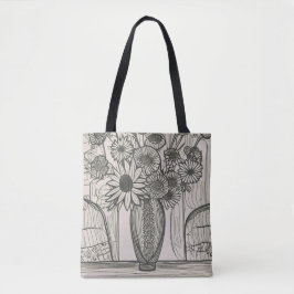 Blume Vase Line Zeichnend Blumenkunst Tasche