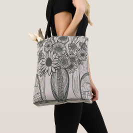 Blume Vase Line Zeichnend Blumenkunst Tasche