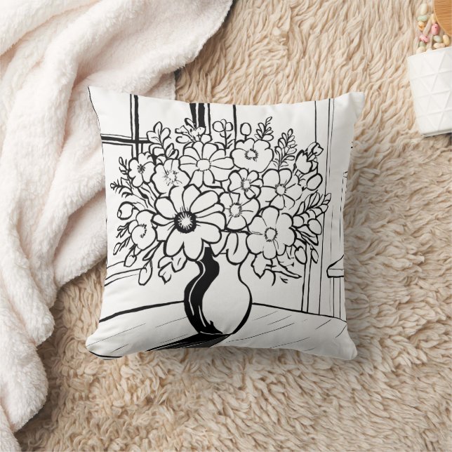 Blume Vase Modernes Minimalistisches Bouquet Kissen (Decke)