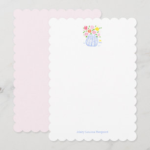 Blume Vase Scallope Personalisierte Note Card Mitteilungskarte
