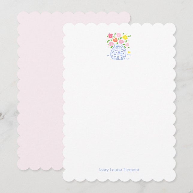 Blume Vase Skalierte Personalisierte Note Card Mitteilungskarte (Vorne/Hinten)