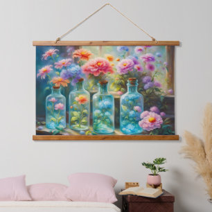 Blume Vasen gefüllt mit atemberaubenden, dynamisch Wandteppich Mit Holzrahmen