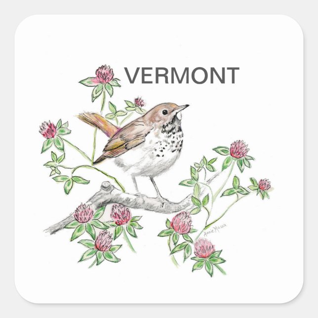 Blume Vermont Quadratischer Aufkleber (Vorderseite)
